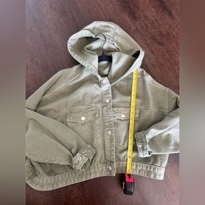 Olive Green Hooded Jean Jacket